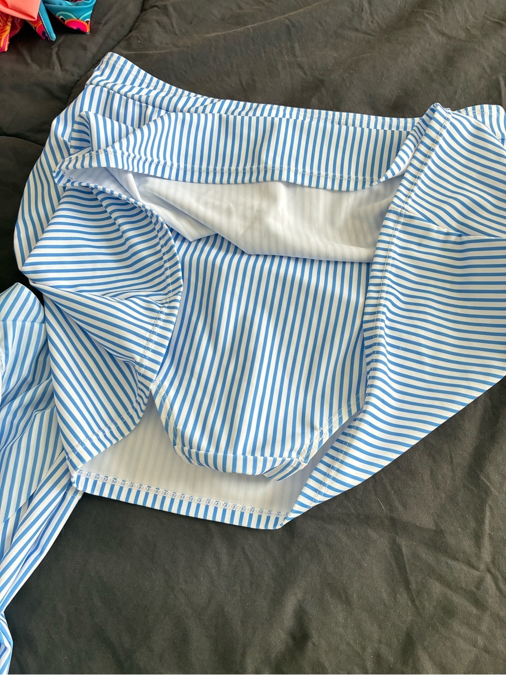 Women's Striped Ruffle Tankini and Skort Bathing Suit Set - Picture 13 of 15